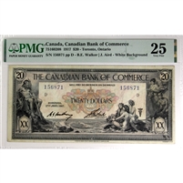 75-16-02-08 1917 Canadian Bank of Commerce $20 Walker-Aird, PMG Certified VF-25