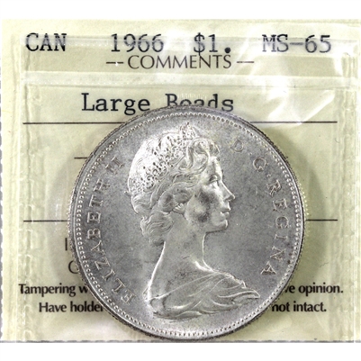 1966 Large Beads Canada Dollar ICCS Certified MS-65