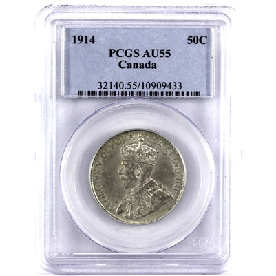1914 Canada 50-cents PCGS Certified AU-55 *RARE in Higher Grades!*