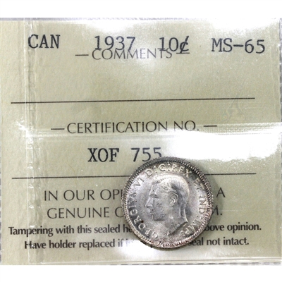 1937 Canada 10-cents ICCS Certified MS-65