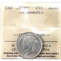 1874H Canada 25-cents ICCS Certified AU-50