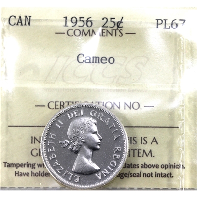 1956 Canada 25-cents ICCS Certified PL-67 Cameo