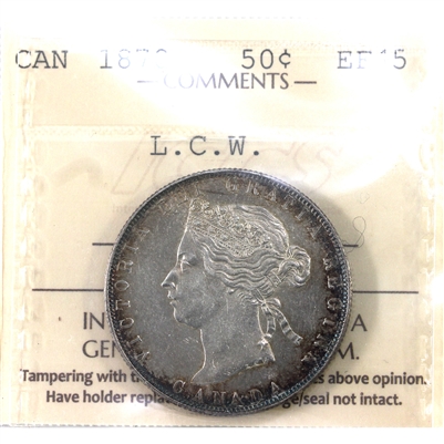 1870 LCW Canada 50-cents ICCS Certified EF-45