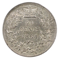 1864 New Brunswick 20-cents Almost Uncirculated (AU-50)