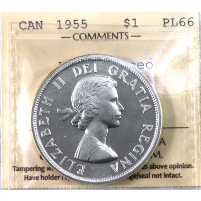 1955 Canada Dollar ICCS Certified PL-66 Heavy Cameo