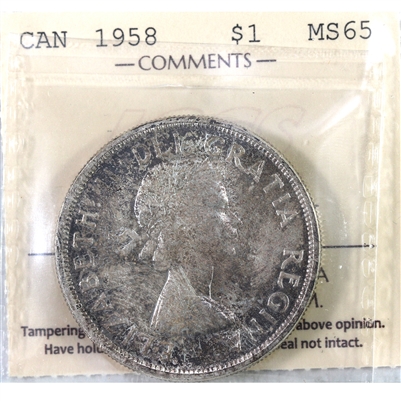 1958 Canada Dollar ICCS Certified MS-65