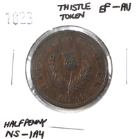 NS-1A4 1823 Nova Scotia 13 Leaves Thistle Half Penny Token EF-AU (EF-45)