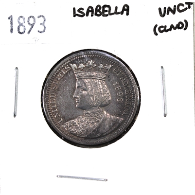 1893 USA Columbian Exposition Isabella Quarter UNC+ (MS-62) Lightly Cleaned