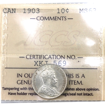 1903 Canada 10-cents ICCS Certified MS-63