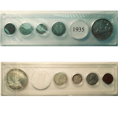 1935 Canada 5-coin Year Set in Snap Lock Case