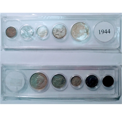 1944 Canada 5-coin Year Set in Snap Lock Case