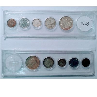1945 Canada 5-coin Year Set in Snap Lock Case