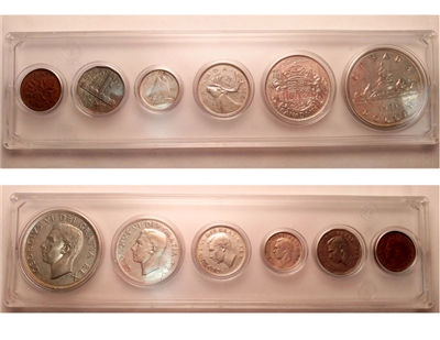 1951 Canada 6-coin Year Set in Snap Lock Case