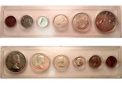 1955 Canada 6-coin Year Set in Snap Lock Case