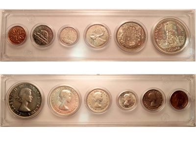 1958 Canada 6-coin Year Set in Snap Lock Case