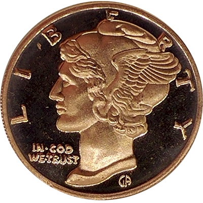 Mercury Dime 1oz. .999 Fine Copper