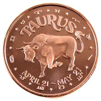 Zodiac Taurus 1oz. .999 Fine Copper