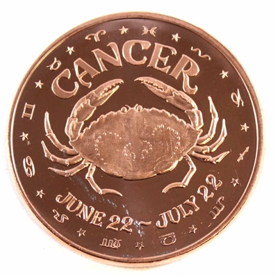 Zodiac Cancer 1oz. .999 Fine Copper