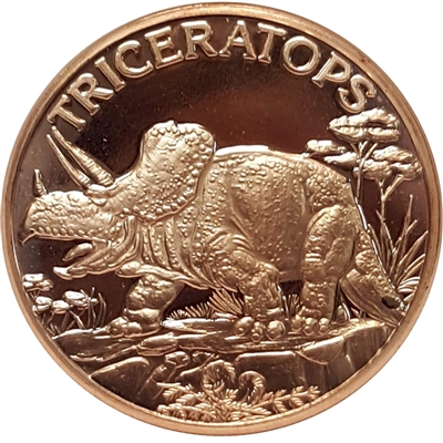 Dinosaurs - Triceratops 1oz. .999 Fine Copper