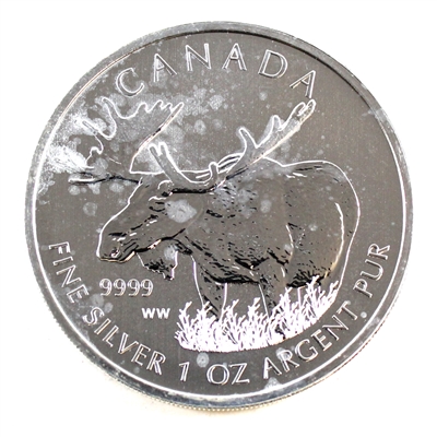 2012 Canada Moose $5 Commemorative .9999 Fine Silver (toned) No Tax