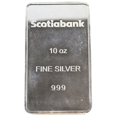 10oz Scotiabank Metals Fine Silver Bar (No Tax) Lightly Toned