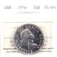1954 Canada 50-cents ICCS Certified PL-66
