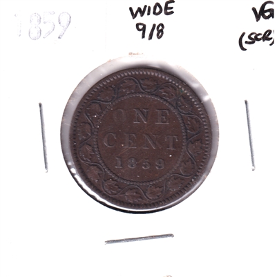 1859 Wide 9/8 Canada 1-cent Very Good (VG-8) Scratched