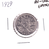1929 Canada 5-cents AU-UNC (AU-55) Spots