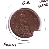 Great Britain 1936 Penny UNC+ (MS-62) Spots