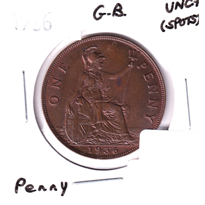 Great Britain 1936 Penny UNC+ (MS-62) Spots