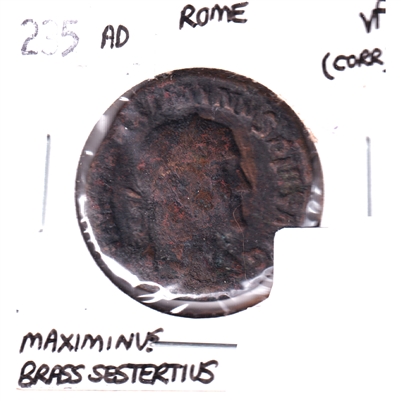 Ancient Rome 235AD Maximinus Brass Sestertius Very Fine (VF-20) Corrosion