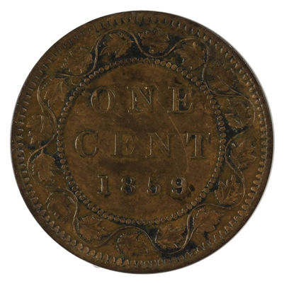 1859 Wide 9/8 Canada 1-cent VF-EF (VF-30) Impaired