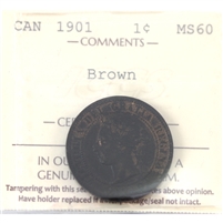 1901 Canada 1-cent ICCS Certified MS-60 Brown