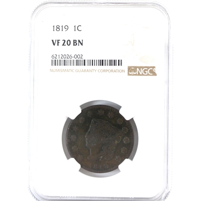 1819 Small Date USA Cent NGC Certified VF-20 Brown