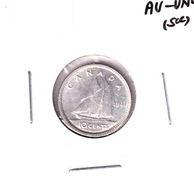 1941 Canada 10-cents AU-UNC (AU-55) Scratched or spots