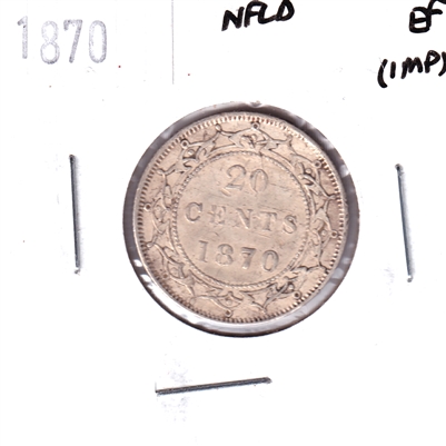 1870 Newfoundland 20-cents Extra Fine (EF-40) Impaired