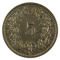 Switzerland 1873B 5 Rappen KM 5 EF+ (EF-40)