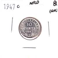 1947C Newfoundland 10-cents Brilliant Uncirculated (MS-63) Scratched