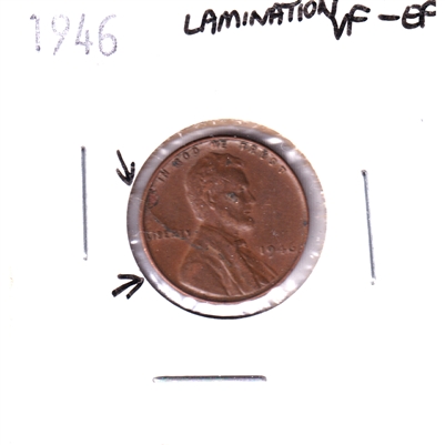 ERROR Lamination 1946 USA Penny VF-EF (VF-30)