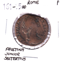 Rome 161-175CE Faustina Junior Sestertius Coin - Cybele Seated w/Lions, Fine (F-12)