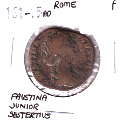 Rome 161-175CE Faustina Junior Sestertius Coin - Cybele Seated w/Lions, Fine (F-12)