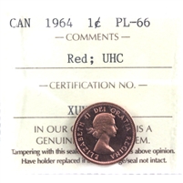 1964 Canada 1-cent ICCS Certified PL-66 Red; Ultra Heavy Cameo