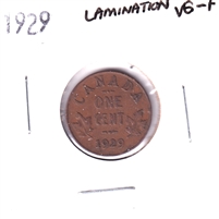 ERROR Lamination 1929 Canada 1-cent VG-F (VG-10)