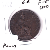 Great Britain 1902 Penny F-VF (F-15) Spot