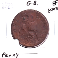 Great Britain 1921 Penny Extra Fine (EF-40) Spots