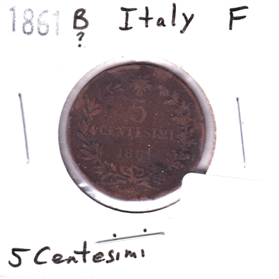 Italy 1861 Victor Emmanuel II 5 Centesimi Fine (F-12)