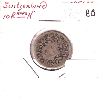 Switzerland 1851BB 10 Rappen
