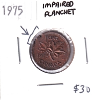 ERROR Impaired Planchet 1975 Canada 1-cent
