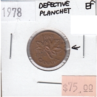 ERROR Defective Planchet 1978 Canada 1-cent Extra Fine (EF-40)