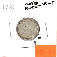 ERROR Clipped Planchet 1958 Canada 10-cents VG-F (VG-10)